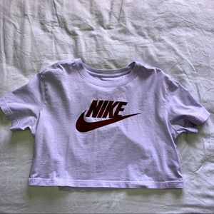 NIKE Cropped T Shirt Purple Small